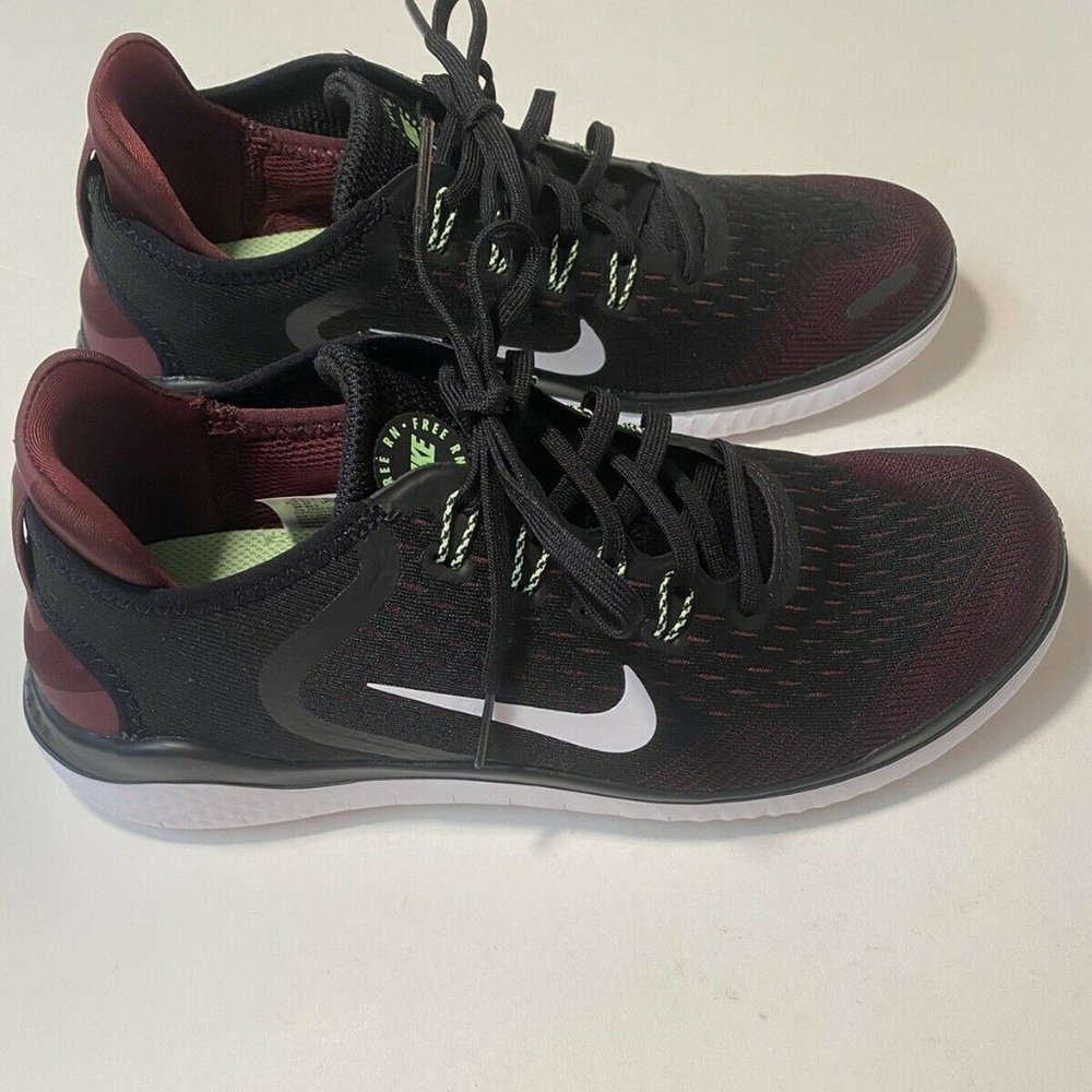 Nike Free RN 2018 Maroon Black Lime Blast Size 7.5